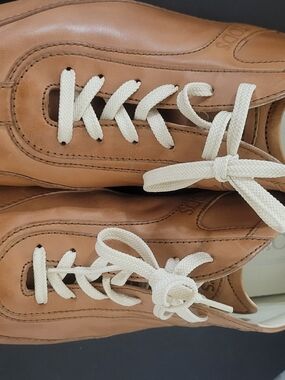 Tod's Tan Leather Oxfords with White Laces